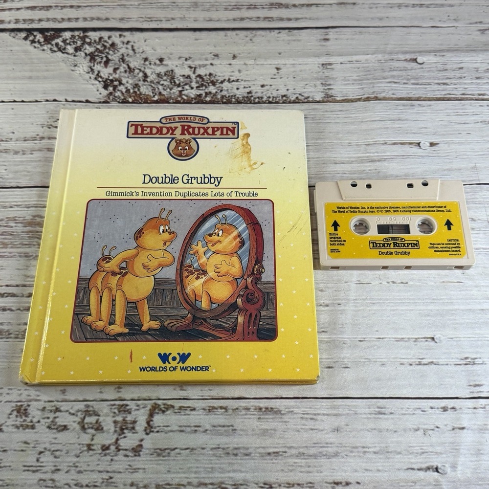 Vintage Teddy Ruxpin Double Grubby Book And Cassette Tape